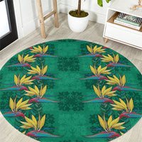 Hawaii Waikiki King Round Carpet Green Quilt With Pua Manu