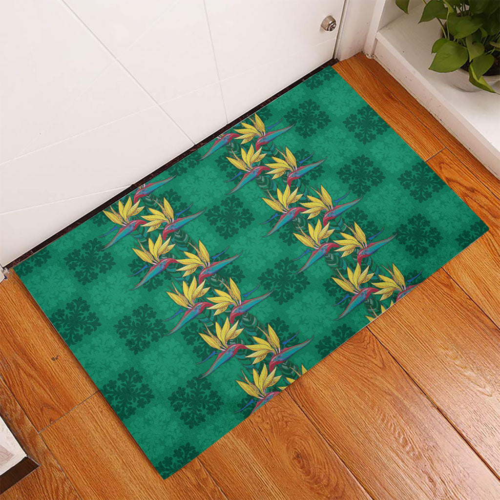 Hawaii Waikiki King Rubber Doormat Green Quilt With Pua Manu