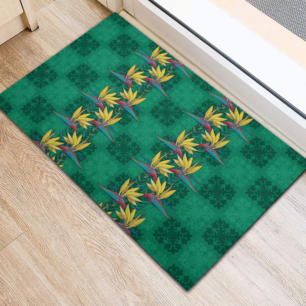 Hawaii Waikiki King Rubber Doormat Green Quilt With Pua Manu
