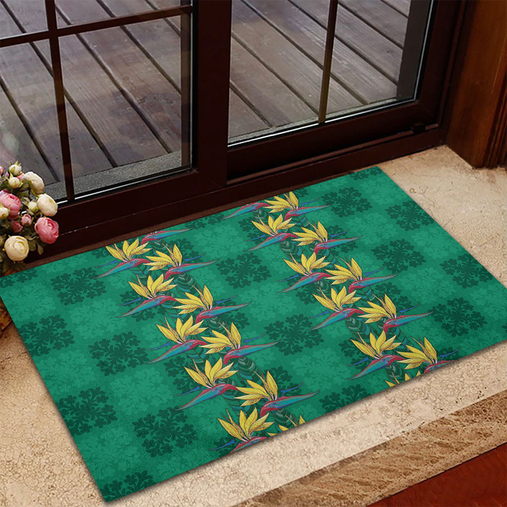 Hawaii Waikiki King Rubber Doormat Green Quilt With Pua Manu