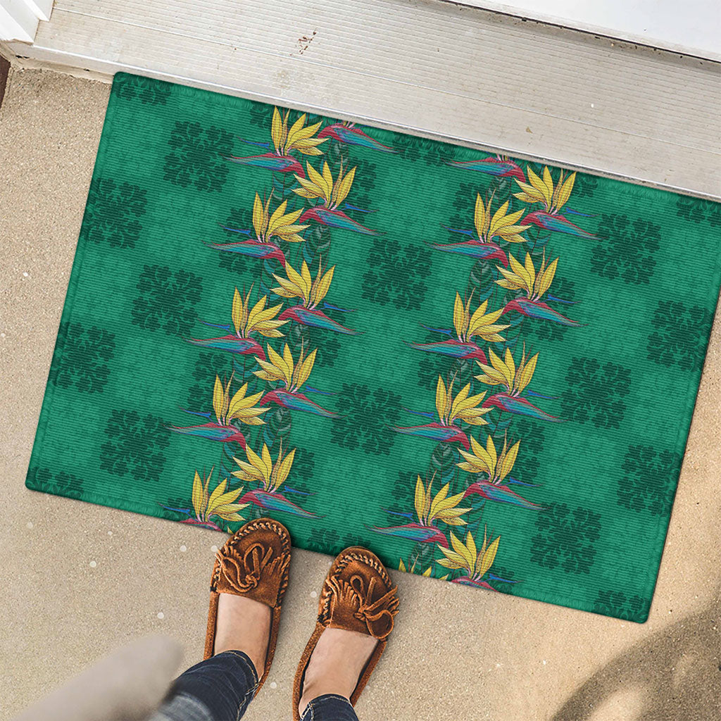 Hawaii Waikiki King Rubber Doormat Green Quilt With Pua Manu