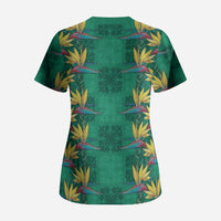 Hawaii Waikiki King Scrub Top Green Quilt With Pua Manu