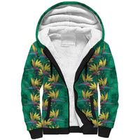 Hawaii Waikiki King Sherpa Hoodie Green Quilt With Pua Manu