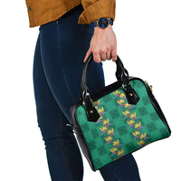 Hawaii Waikiki King Shoulder Handbag Green Quilt With Pua Manu