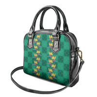 Hawaii Waikiki King Shoulder Handbag Green Quilt With Pua Manu