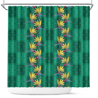 Hawaii Waikiki King Shower Curtain Green Quilt With Pua Manu