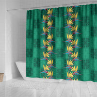 Hawaii Waikiki King Shower Curtain Green Quilt With Pua Manu