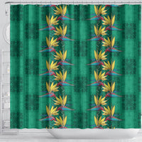 Hawaii Waikiki King Shower Curtain Green Quilt With Pua Manu
