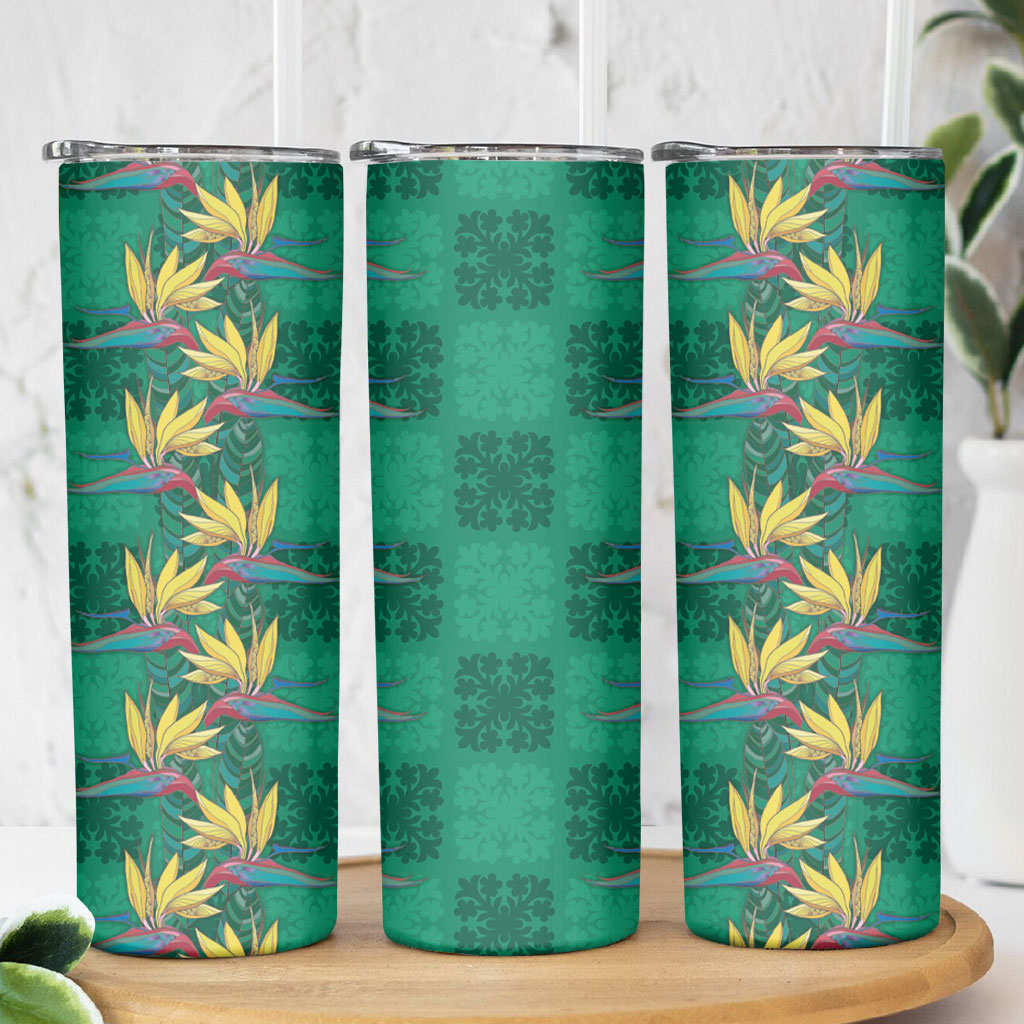 Hawaii Waikiki King Skinny Tumbler Green Quilt With Pua Manu