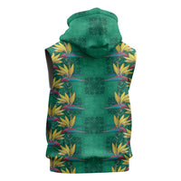Hawaii Waikiki King Sleeveless Hoodie Green Quilt With Pua Manu