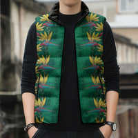 Hawaii Waikiki King Sleeveless Puffer Jacket Green Quilt With Pua Manu