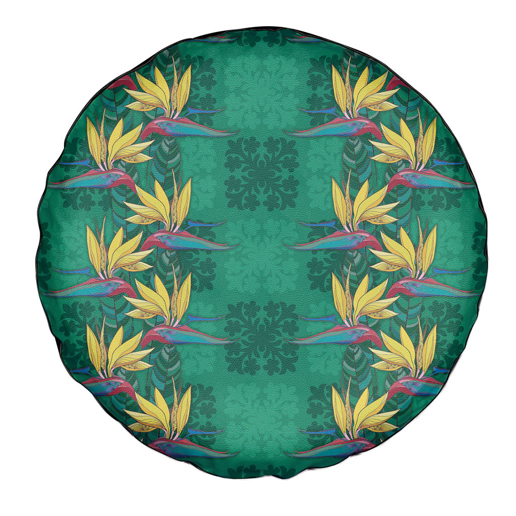 Hawaii Waikiki King Spare Tire Cover Green Quilt With Pua Manu