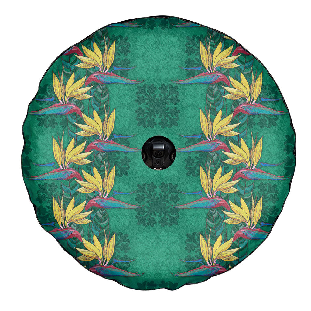 Hawaii Waikiki King Spare Tire Cover Green Quilt With Pua Manu