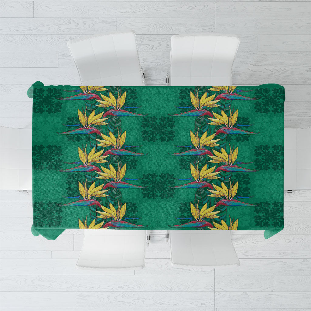 Hawaii Waikiki King Tablecloth Green Quilt With Pua Manu