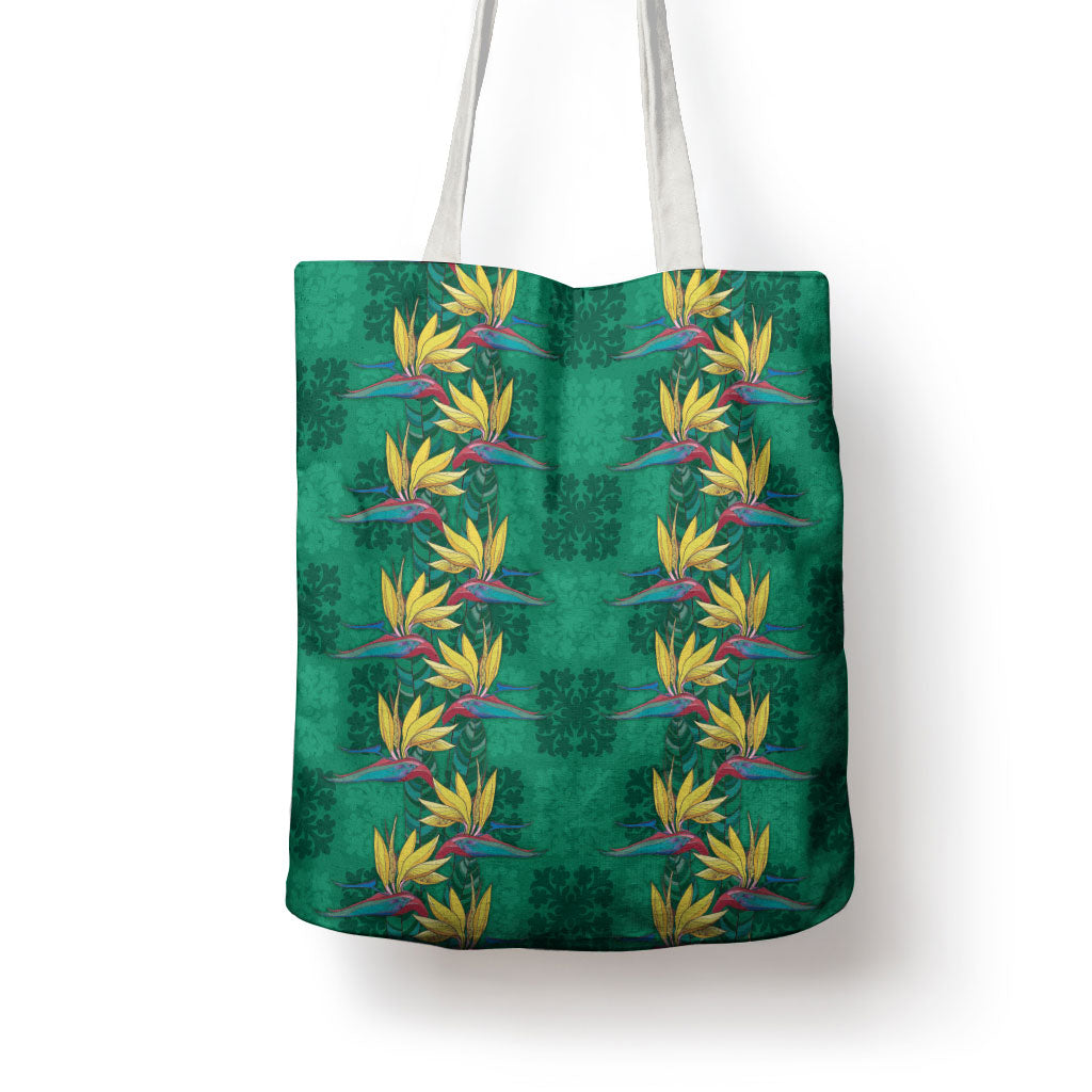 Hawaii Waikiki King Tote Bag Green Quilt With Pua Manu