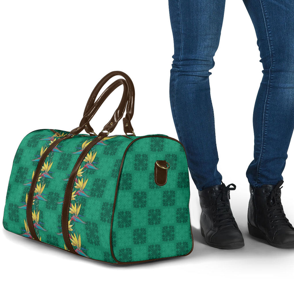 Hawaii Waikiki King Travel Bag Green Quilt With Pua Manu