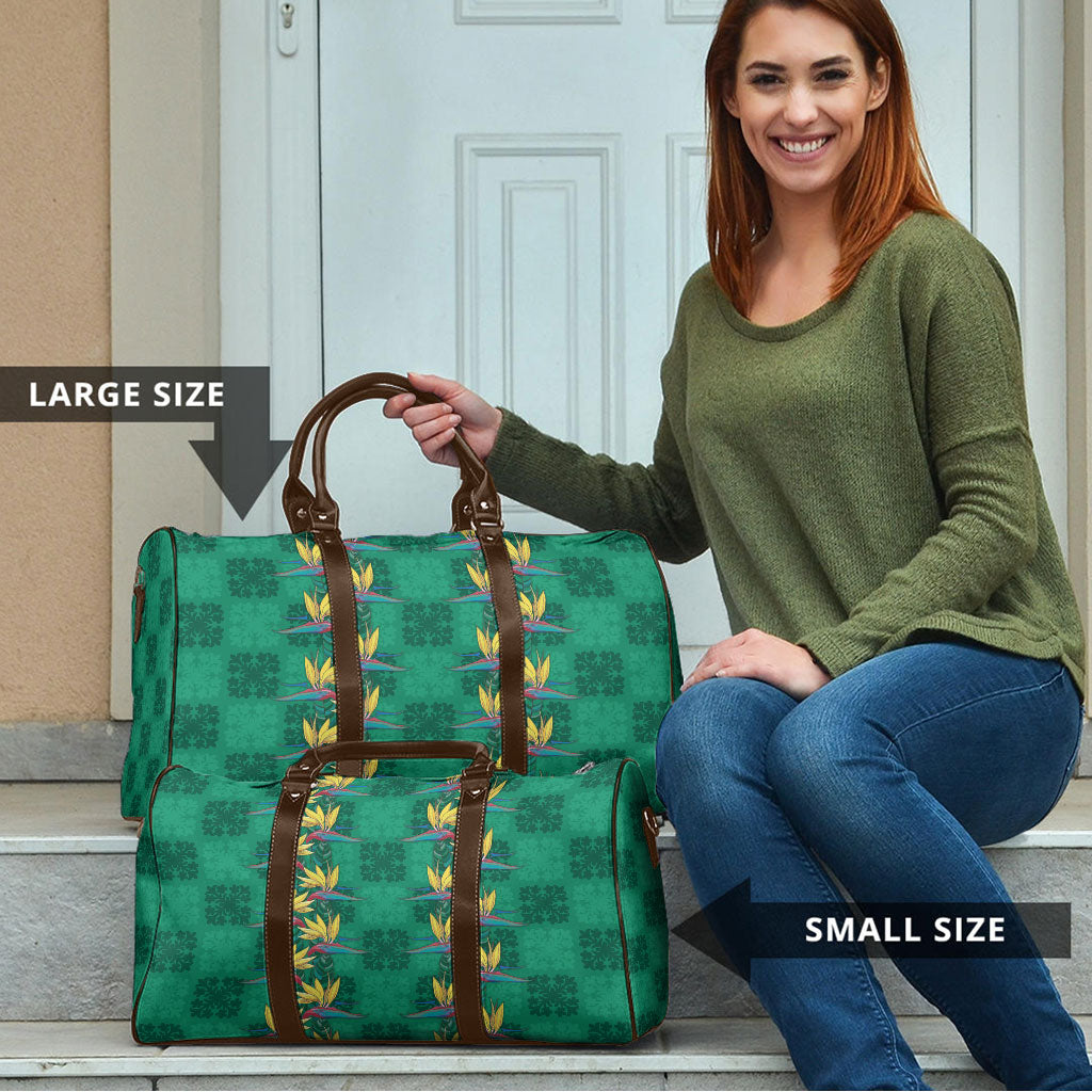 Hawaii Waikiki King Travel Bag Green Quilt With Pua Manu