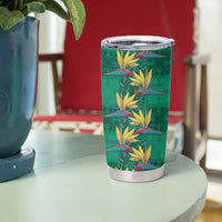Hawaii Waikiki King Tumbler Cup Green Quilt With Pua Manu