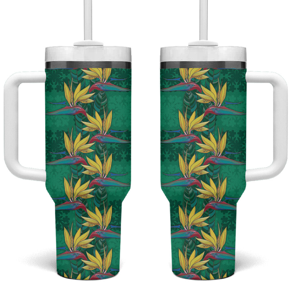 Hawaii Waikiki King Tumbler With Handle Green Quilt With Pua Manu