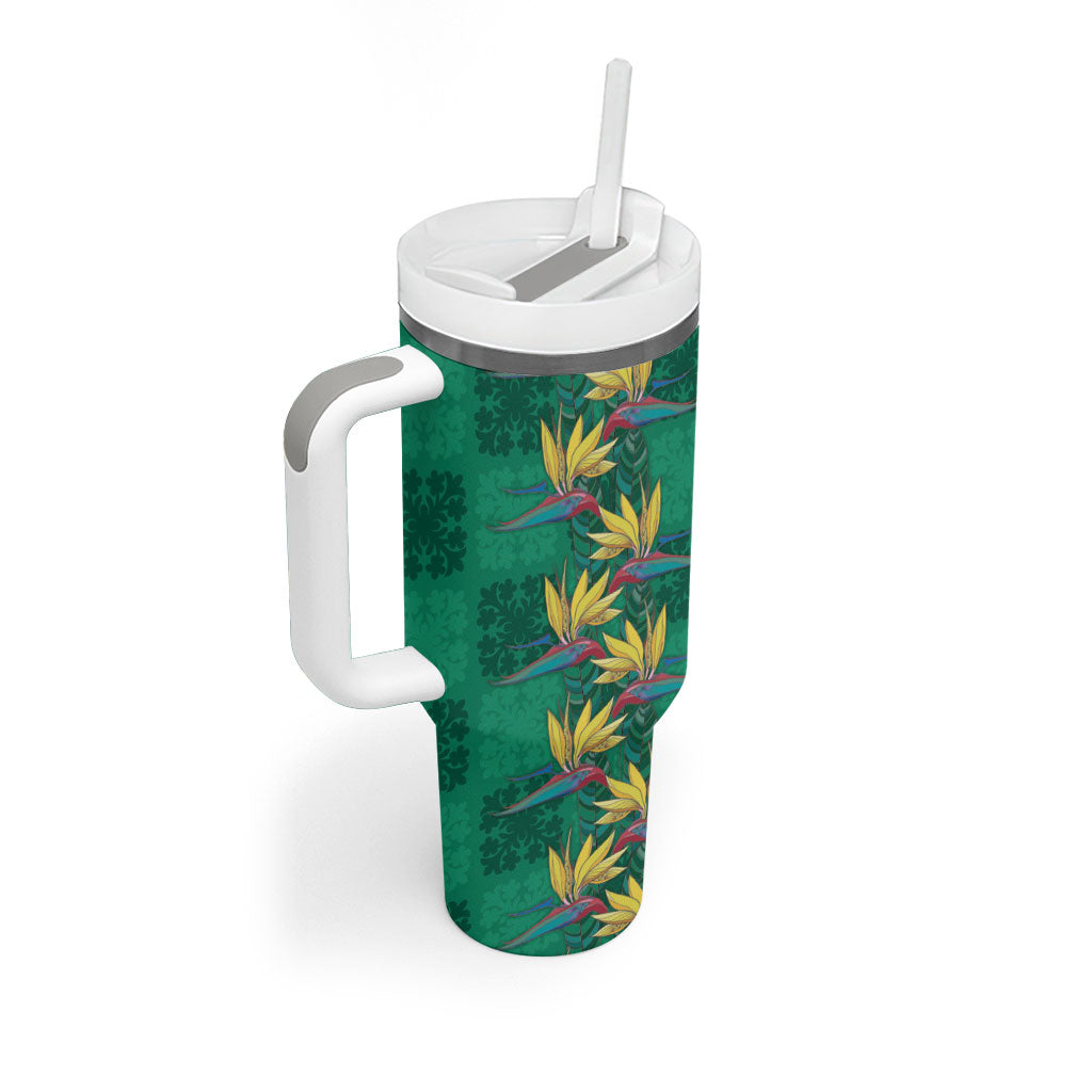 Hawaii Waikiki King Tumbler With Handle Green Quilt With Pua Manu