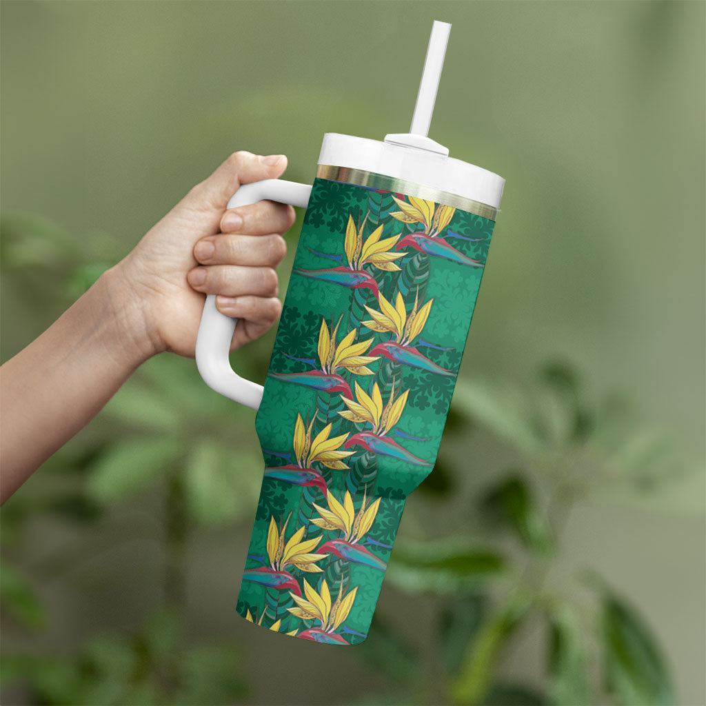 Hawaii Waikiki King Tumbler With Handle Green Quilt With Pua Manu