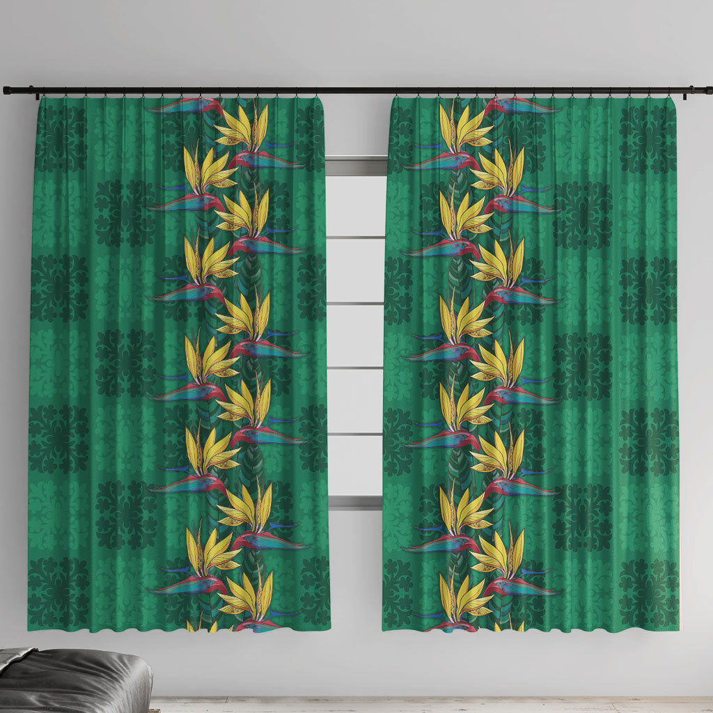 Hawaii Waikiki King Window Curtain Green Quilt With Pua Manu