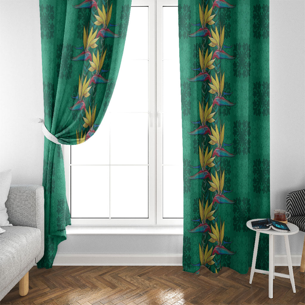 Hawaii Waikiki King Window Curtain Green Quilt With Pua Manu
