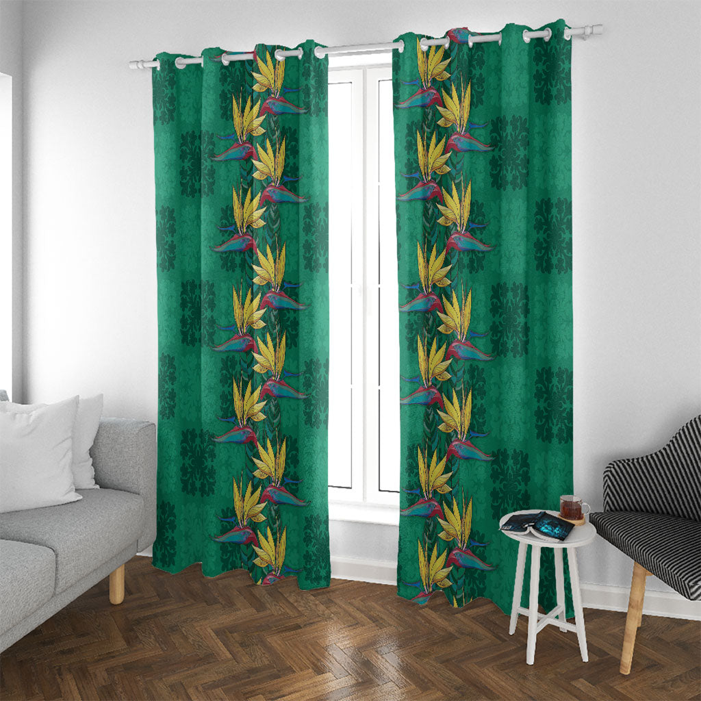 Hawaii Waikiki King Window Curtain Green Quilt With Pua Manu