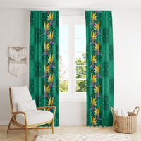 Hawaii Waikiki King Window Curtain Green Quilt With Pua Manu