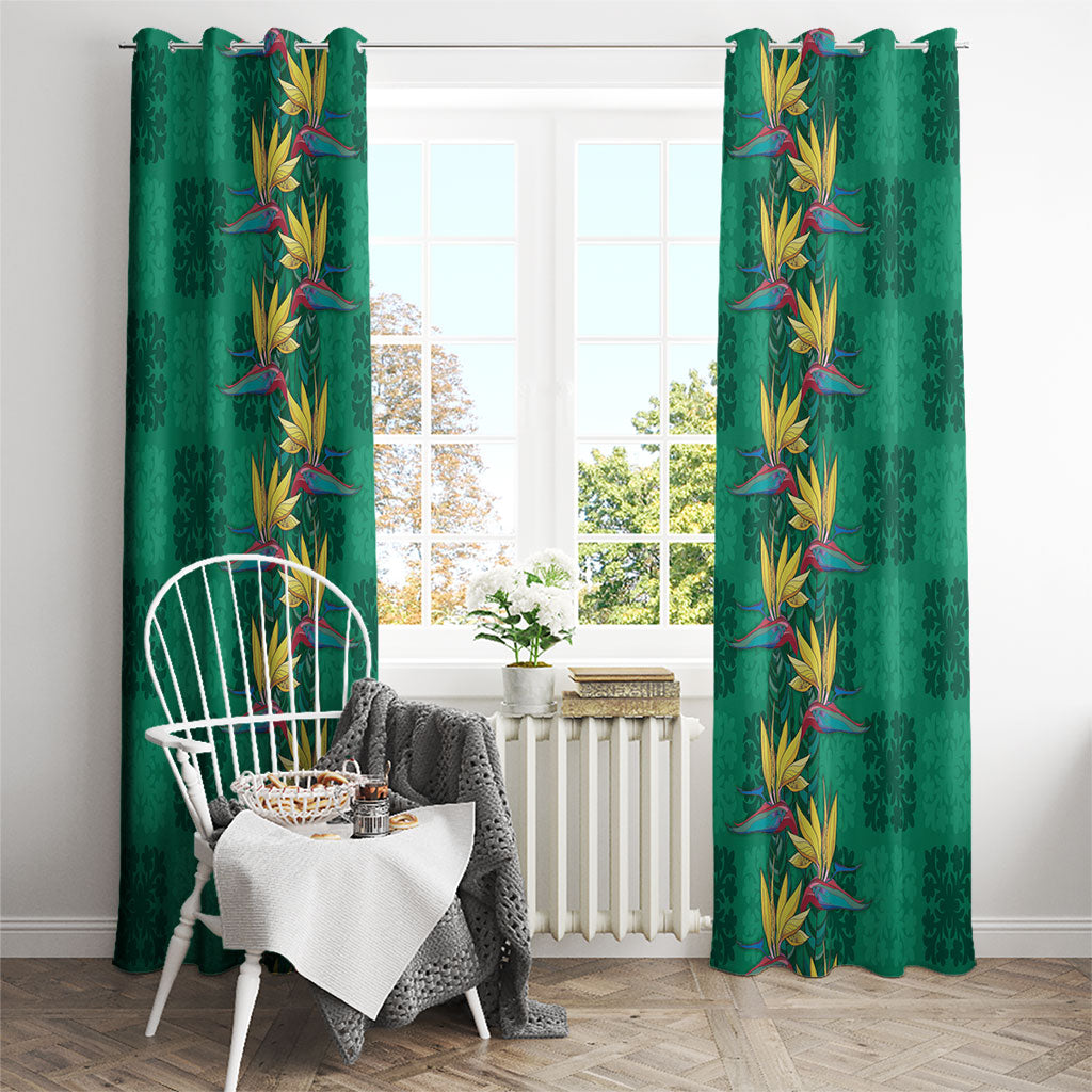 Hawaii Waikiki King Window Curtain Green Quilt With Pua Manu