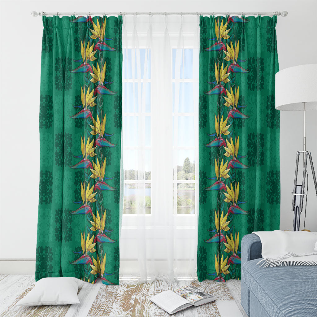 Hawaii Waikiki King Window Curtain Green Quilt With Pua Manu