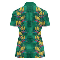 Hawaii Waikiki King Women Polo Shirt Green Quilt With Pua Manu