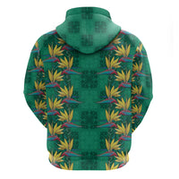 Hawaii Waikiki King Zip Hoodie Green Quilt With Pua Manu