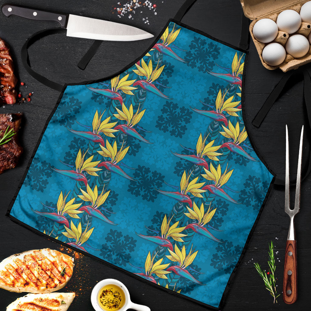 Hawaii Waikiki King Apron Blue Quilt With Pua Manu