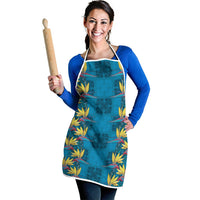 Hawaii Waikiki King Apron Blue Quilt With Pua Manu