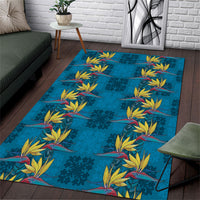 Hawaii Waikiki King Area Rug Blue Quilt With Pua Manu