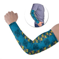 Hawaii Waikiki King Arm Sleeves Blue Quilt With Pua Manu