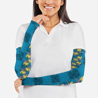 Hawaii Waikiki King Arm Sleeves Blue Quilt With Pua Manu