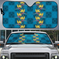 Hawaii Waikiki King Auto Sun Shade Blue Quilt With Pua Manu