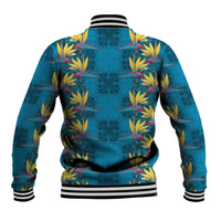 Hawaii Waikiki King Baseball Jacket Blue Quilt With Pua Manu