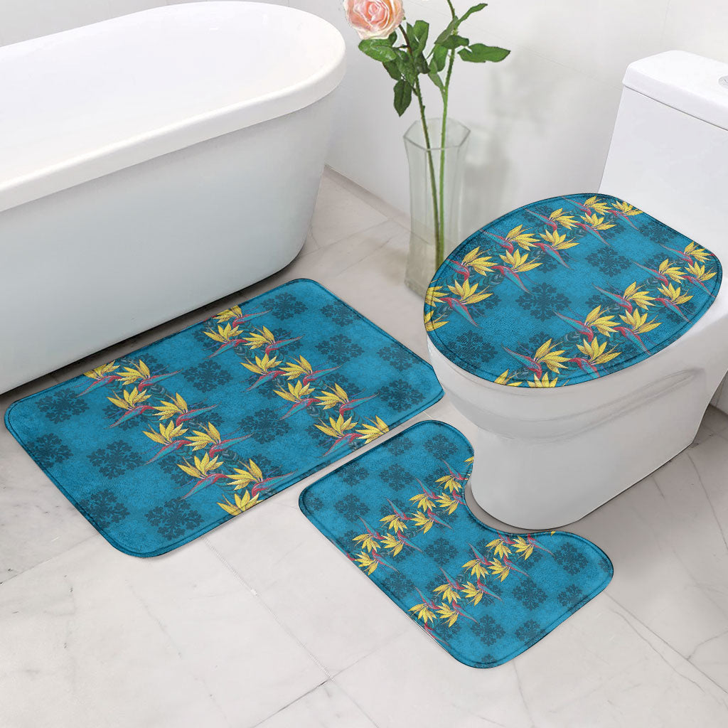 Hawaii Waikiki King Bathroom Set Blue Quilt With Pua Manu