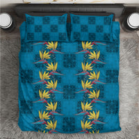 Hawaii Waikiki King Bedding Set Blue Quilt With Pua Manu