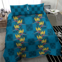 Hawaii Waikiki King Bedding Set Blue Quilt With Pua Manu