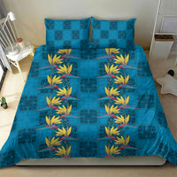 Hawaii Waikiki King Bedding Set Blue Quilt With Pua Manu