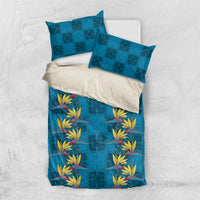 Hawaii Waikiki King Bedding Set Blue Quilt With Pua Manu
