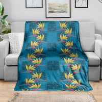 Hawaii Waikiki King Blanket Blue Quilt With Pua Manu