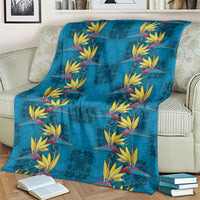 Hawaii Waikiki King Blanket Blue Quilt With Pua Manu