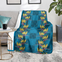 Hawaii Waikiki King Blanket Blue Quilt With Pua Manu