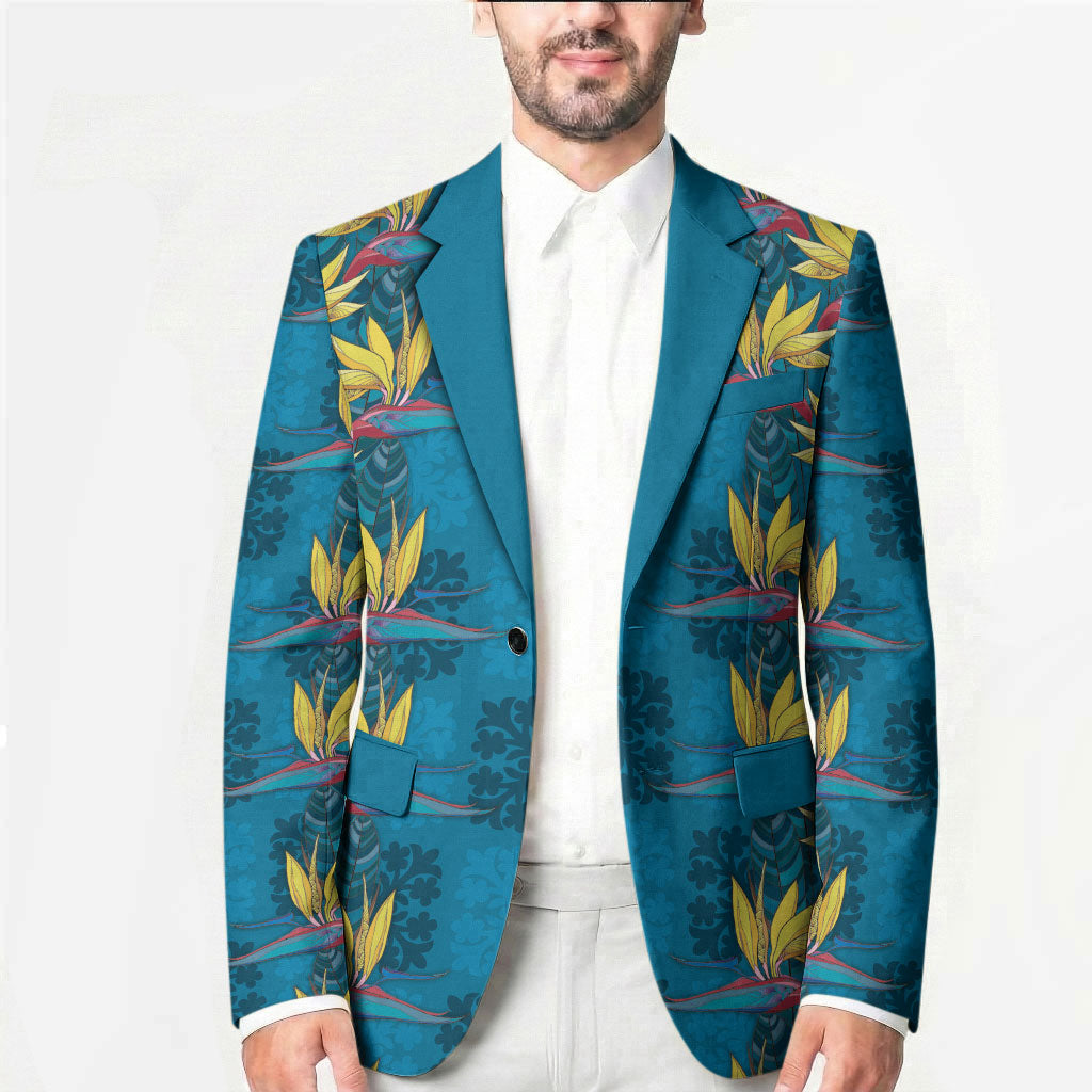 Hawaii Waikiki King Blazer Blue Quilt With Pua Manu
