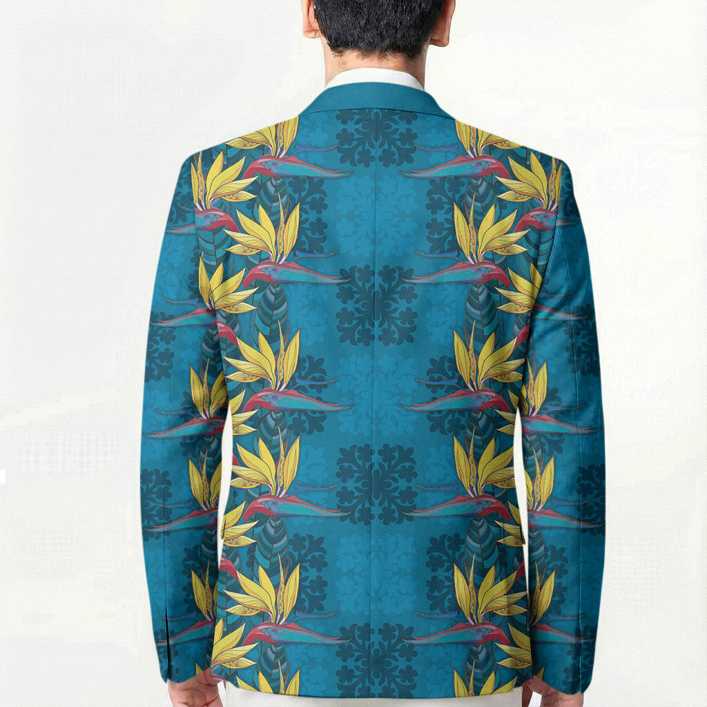 Hawaii Waikiki King Blazer Blue Quilt With Pua Manu